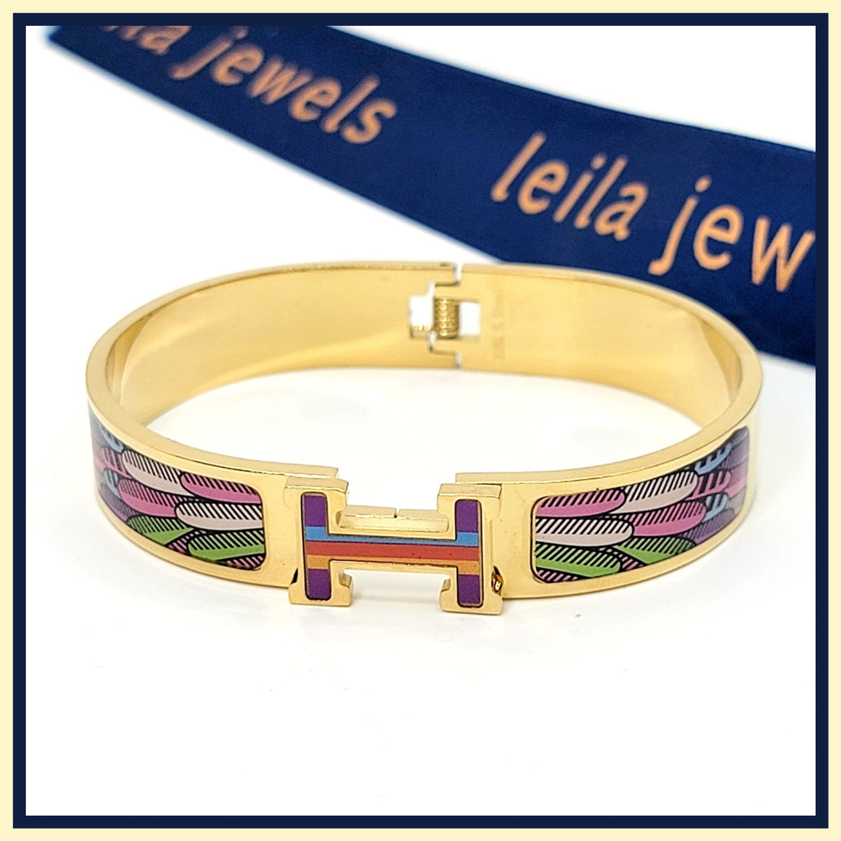 "H" Hinged Cuff Bracelet