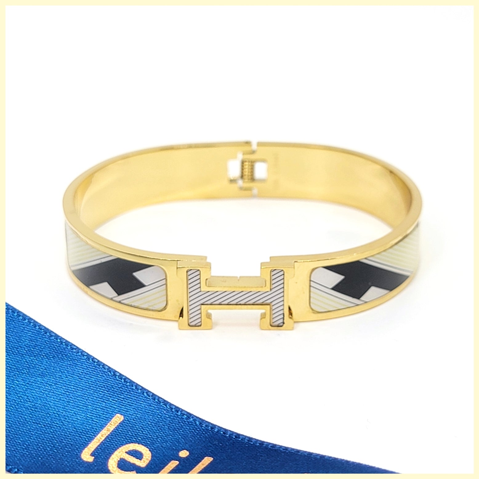 "H" Hinged Cuff Bracelet