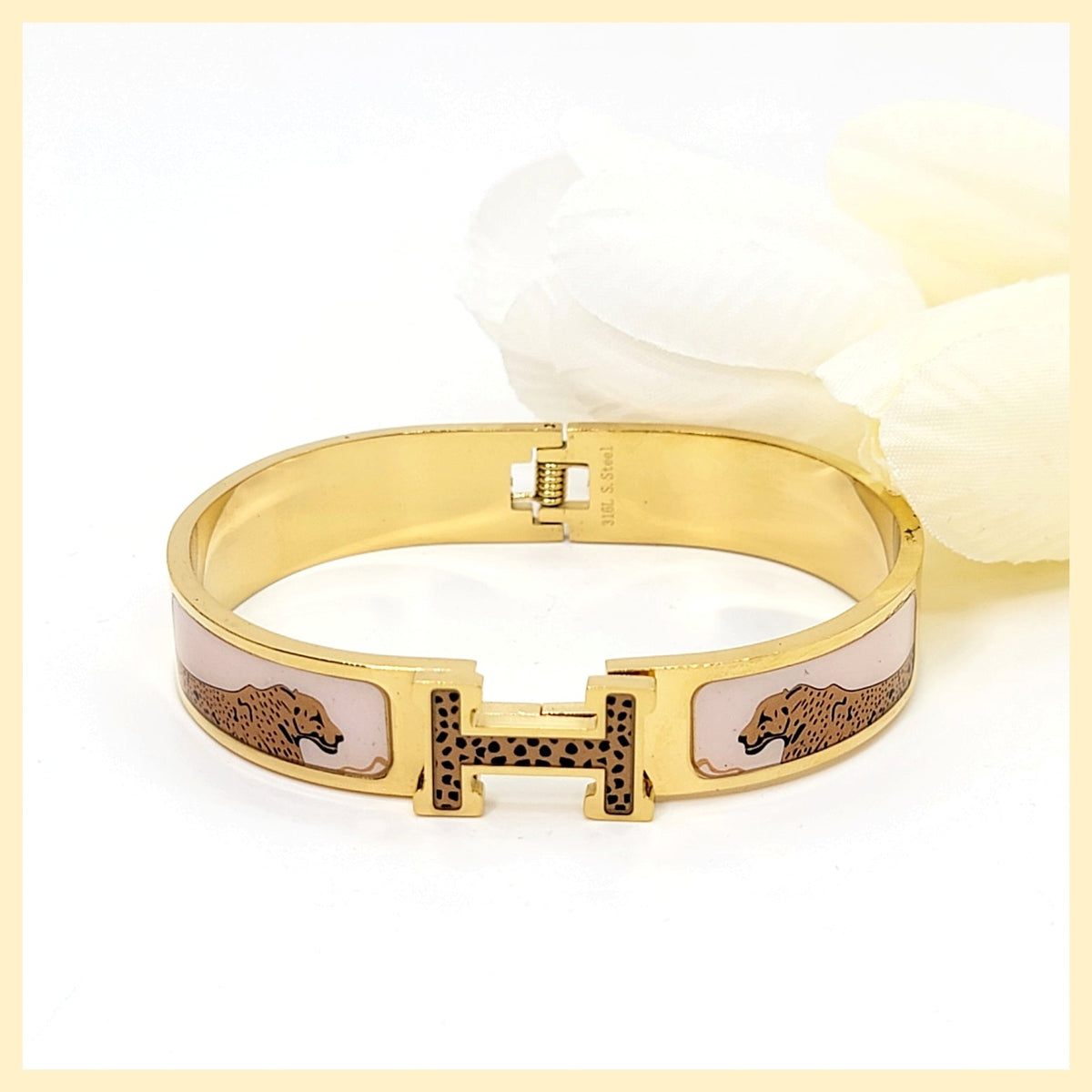 "H" Hinged Cuff Bracelet