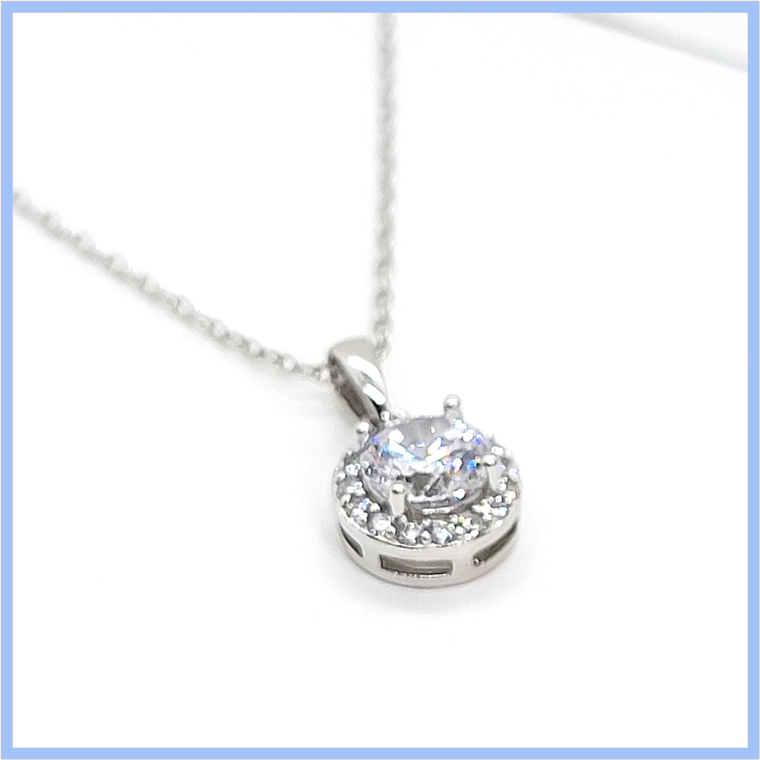 Sterling Halo Pendant Necklace