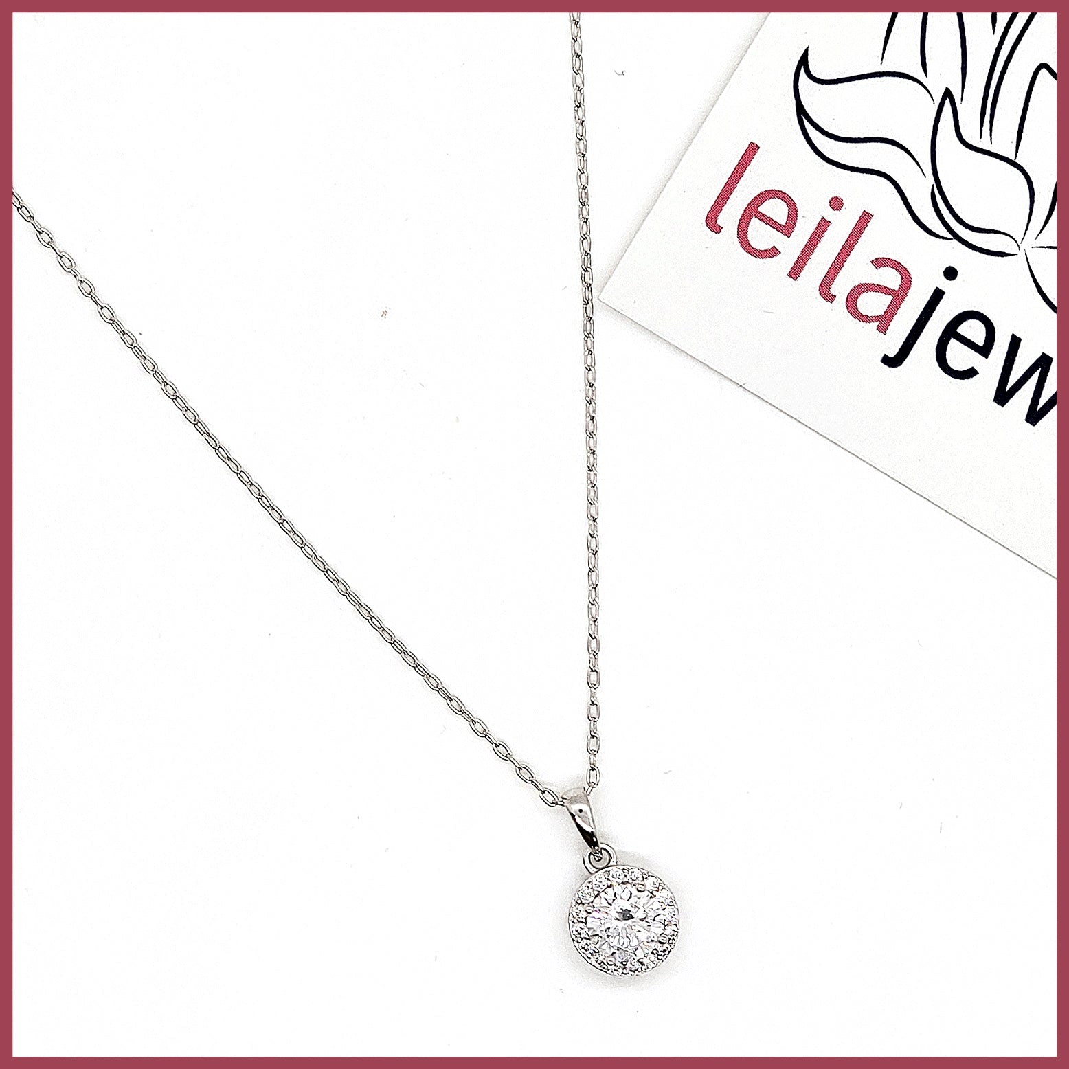 Sterling Halo Pendant Necklace