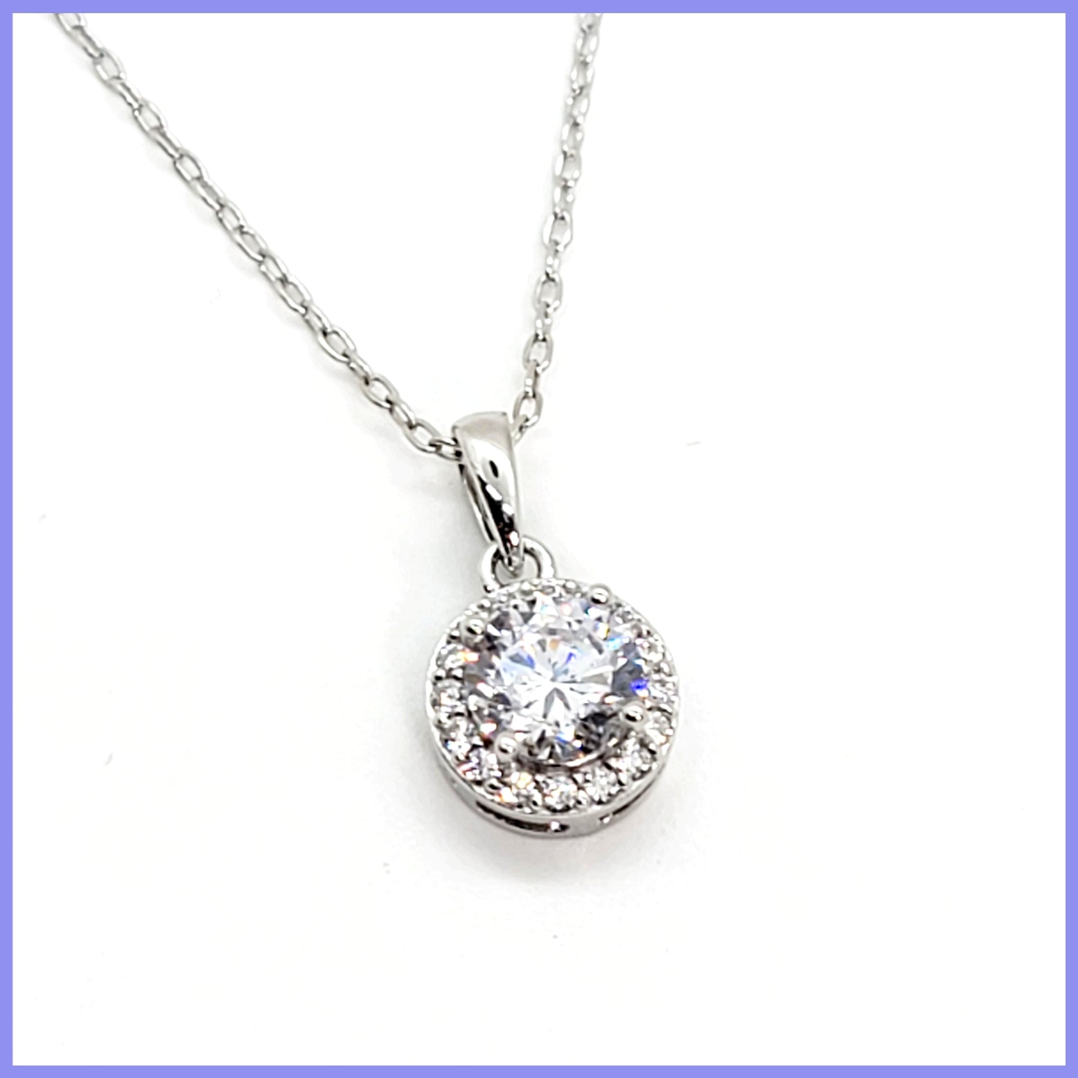 Sterling Halo Pendant Necklace
