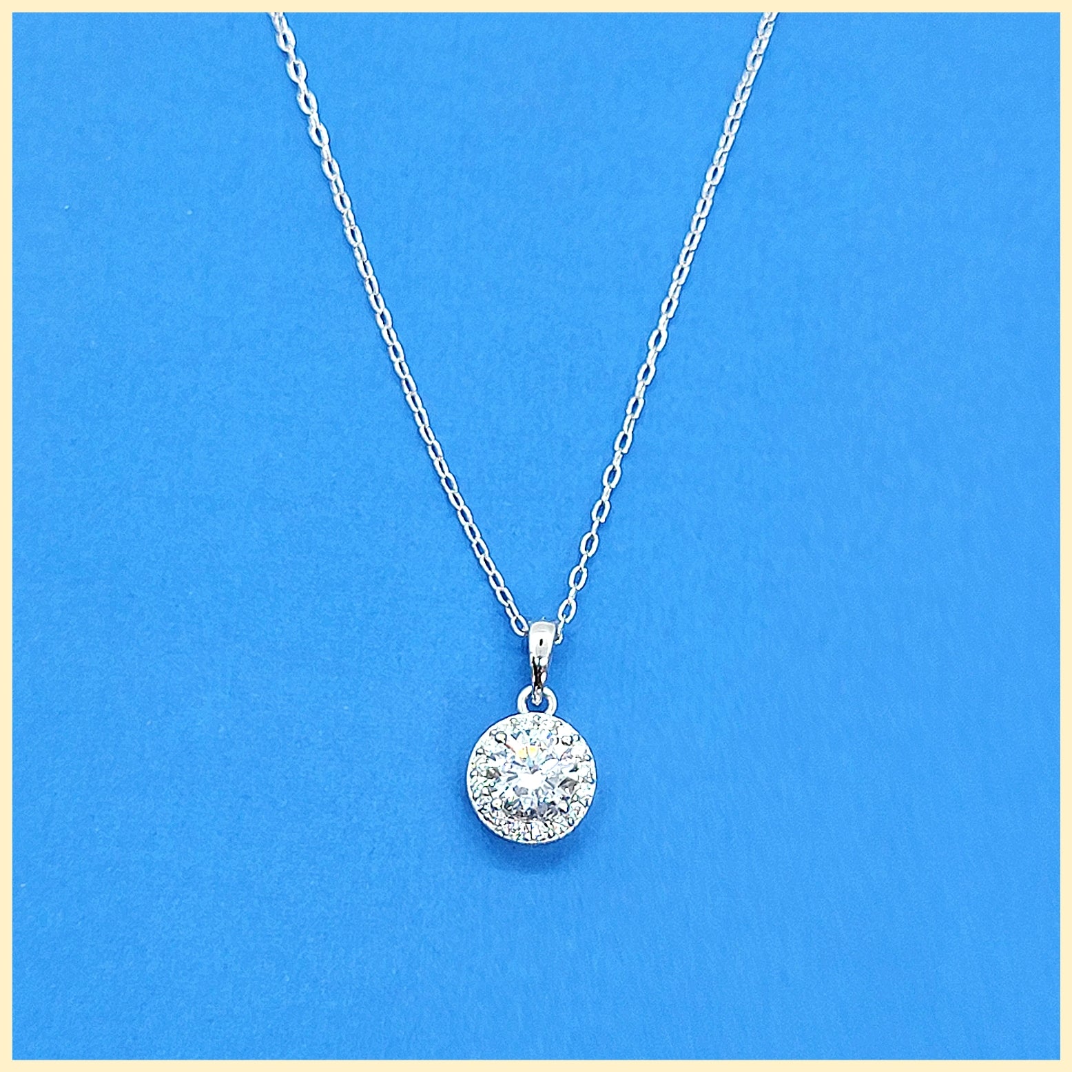 Sterling Halo Pendant Necklace