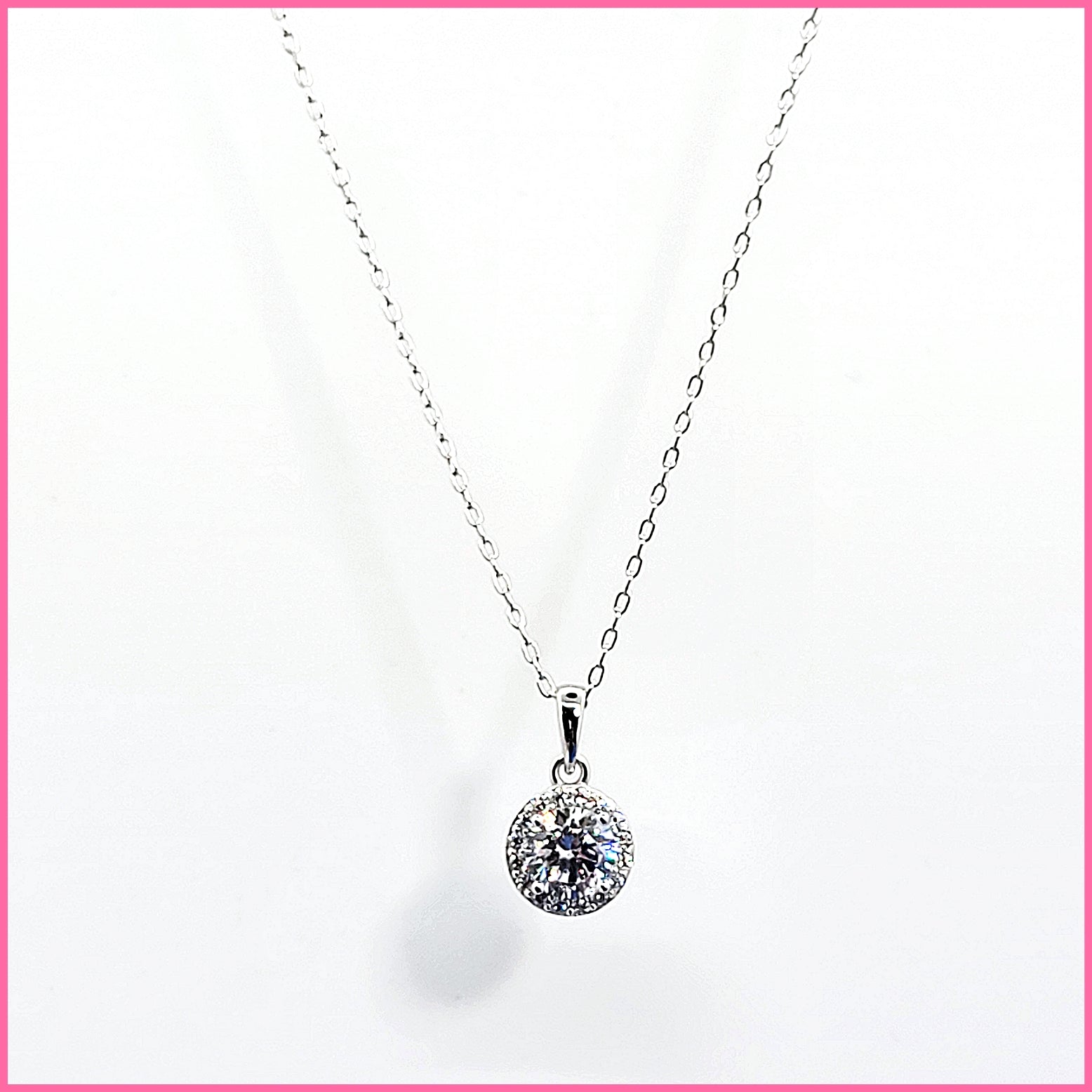 Sterling Halo Pendant Necklace