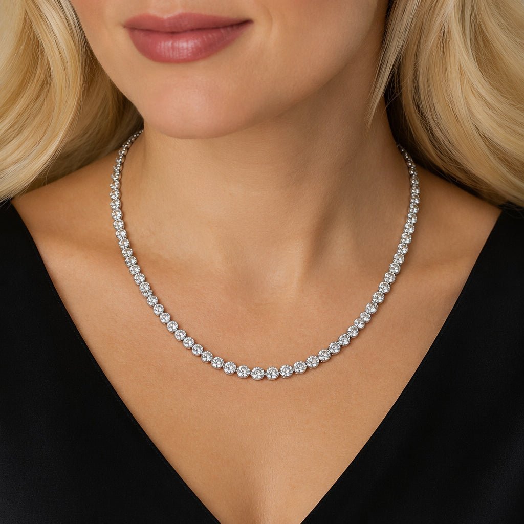 Halo Zirconia Tennis Necklace