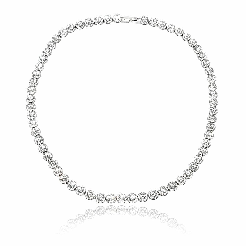 Halo Zirconia Tennis Necklace