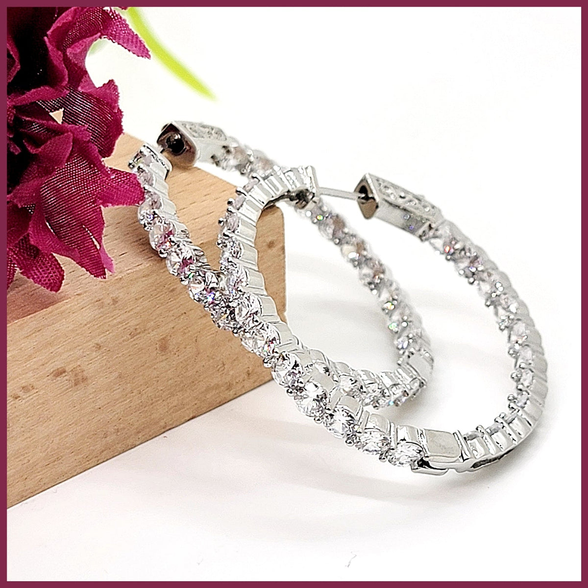Inside and Out Sparkle Hoop Earrings