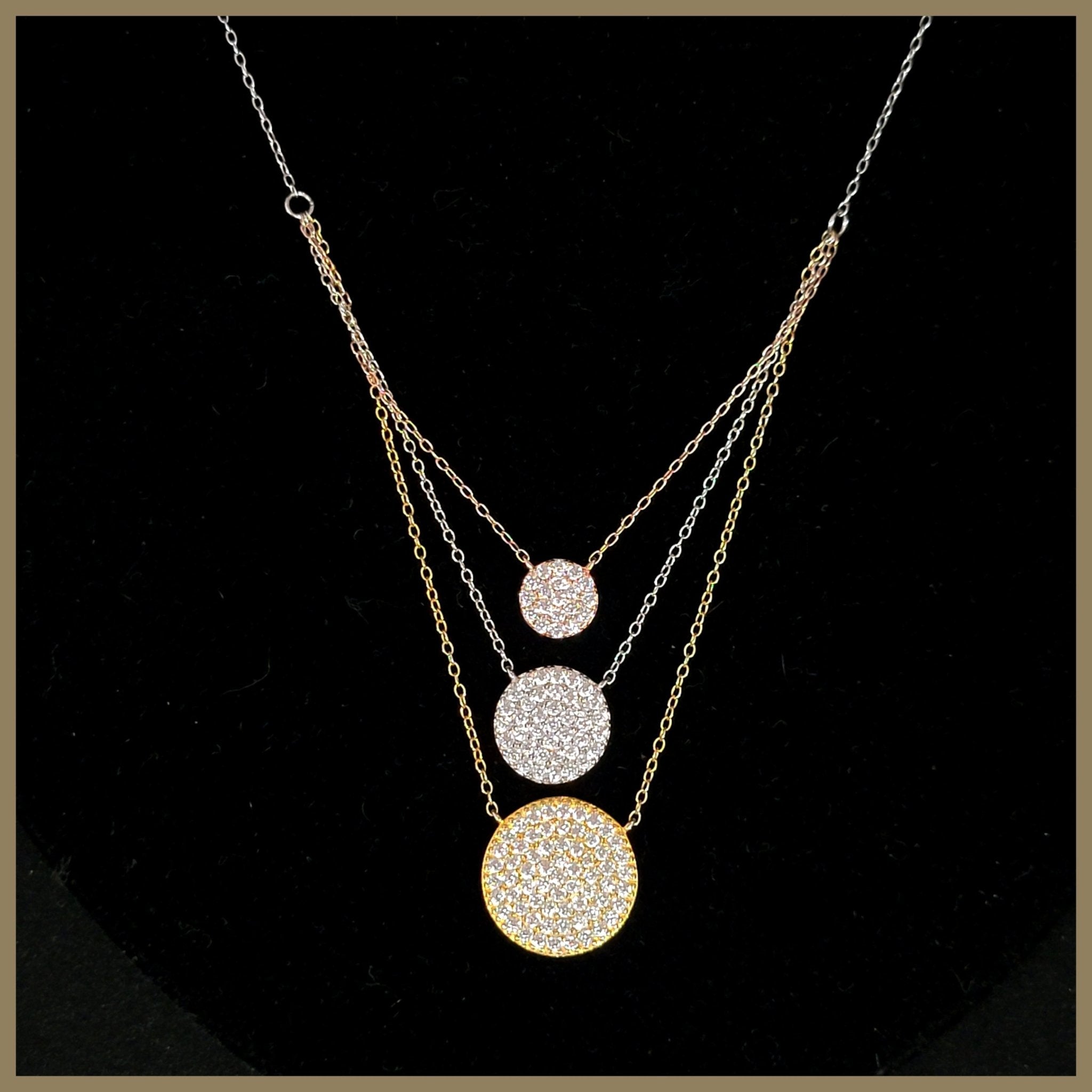 Sterling Pavé 3-Disc Necklace