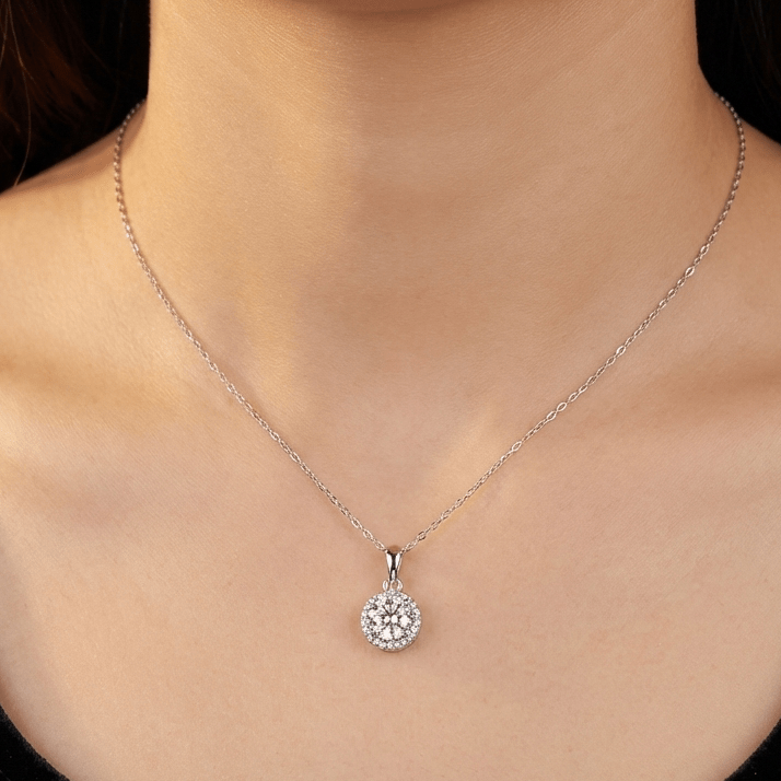 Sterling Halo Pendant Necklace