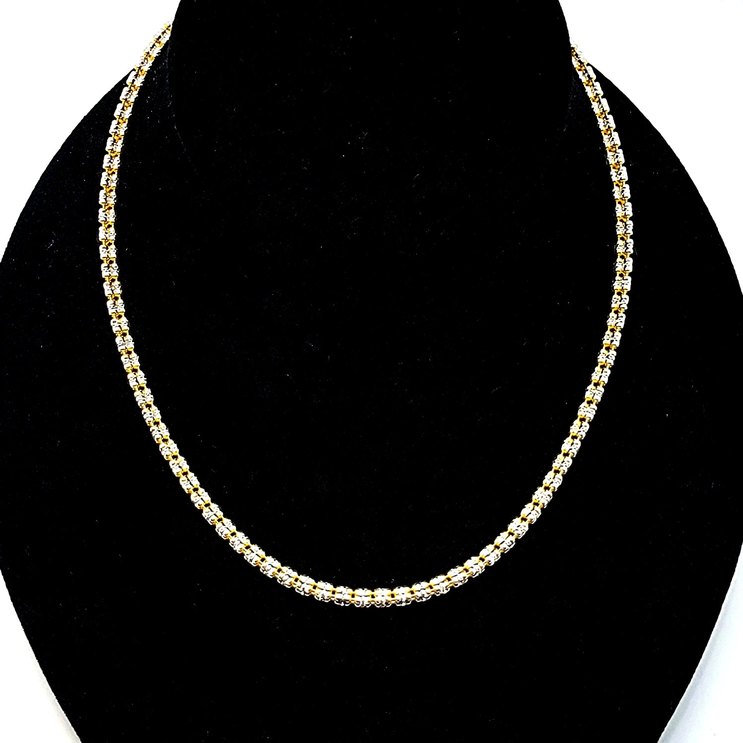 Italian Sterling Silver Two-Tone Barrel Chain Necklace