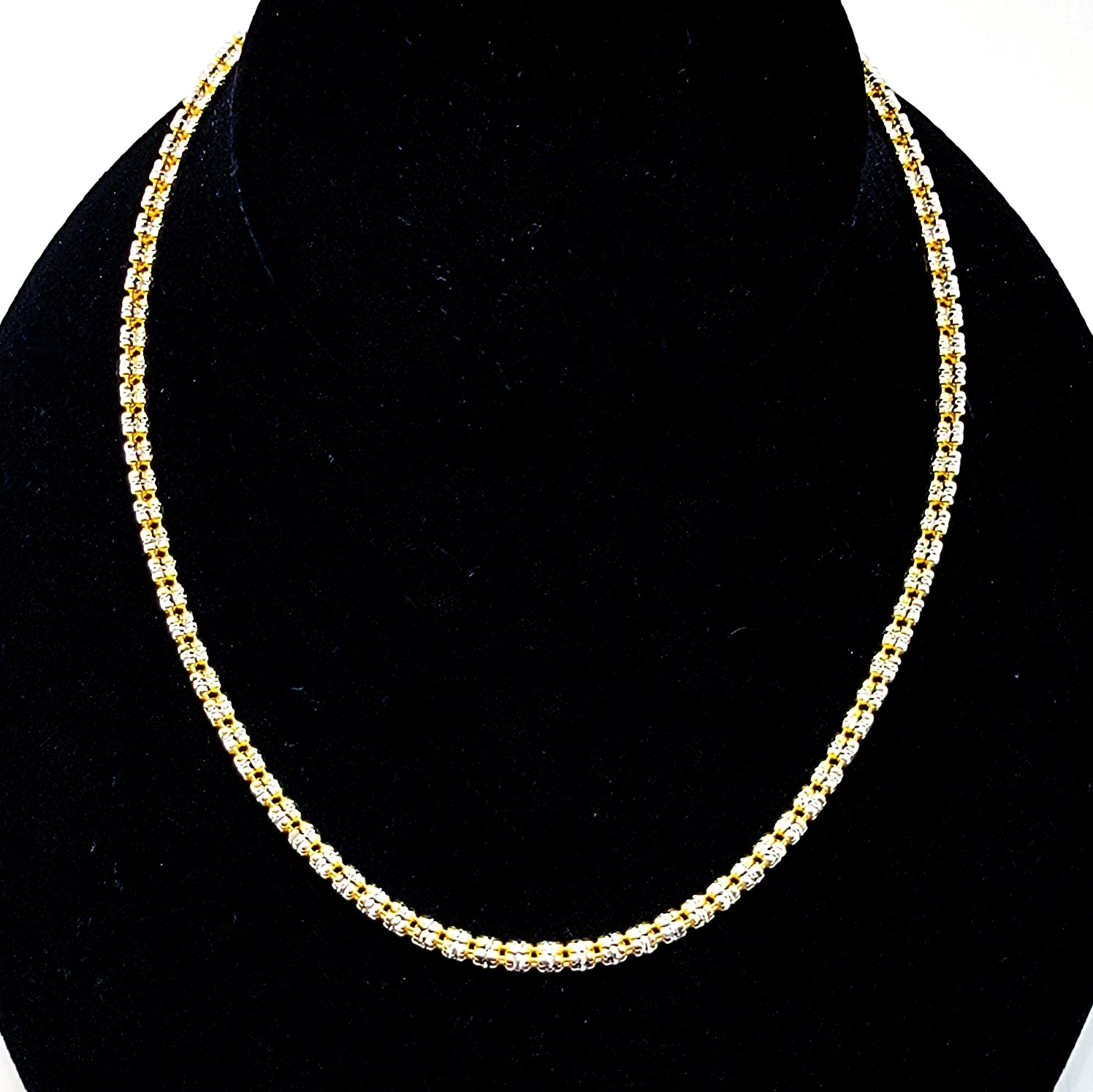 Italian Sterling Silver Two-Tone Barrel Chain Necklace