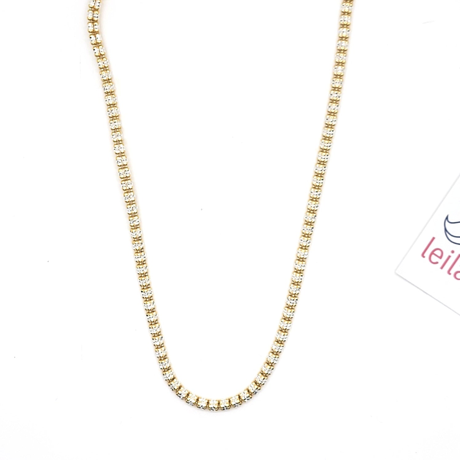 Italian Sterling Silver Two-Tone Barrel Chain Necklace