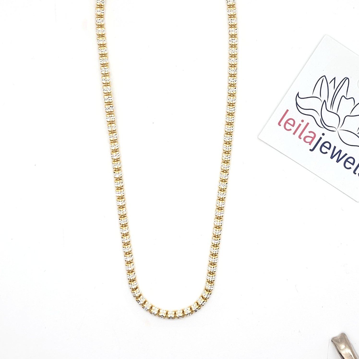 Italian Sterling Silver Two-Tone Barrel Chain Necklace