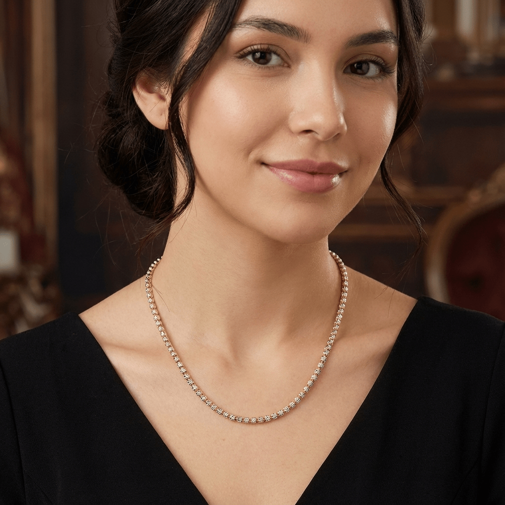 Italian Sterling Silver Two-Tone Barrel Chain Necklace