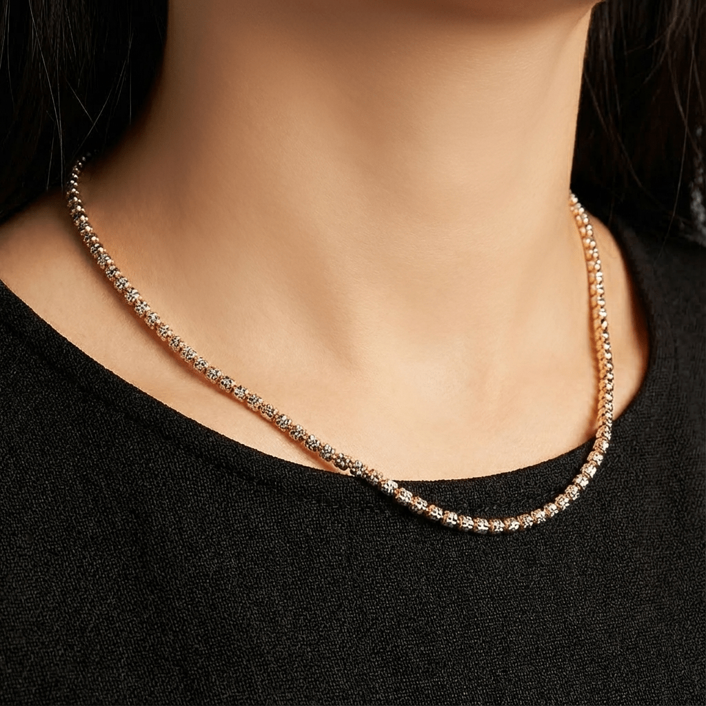 Italian Sterling Silver Two-Tone Barrel Chain Necklace