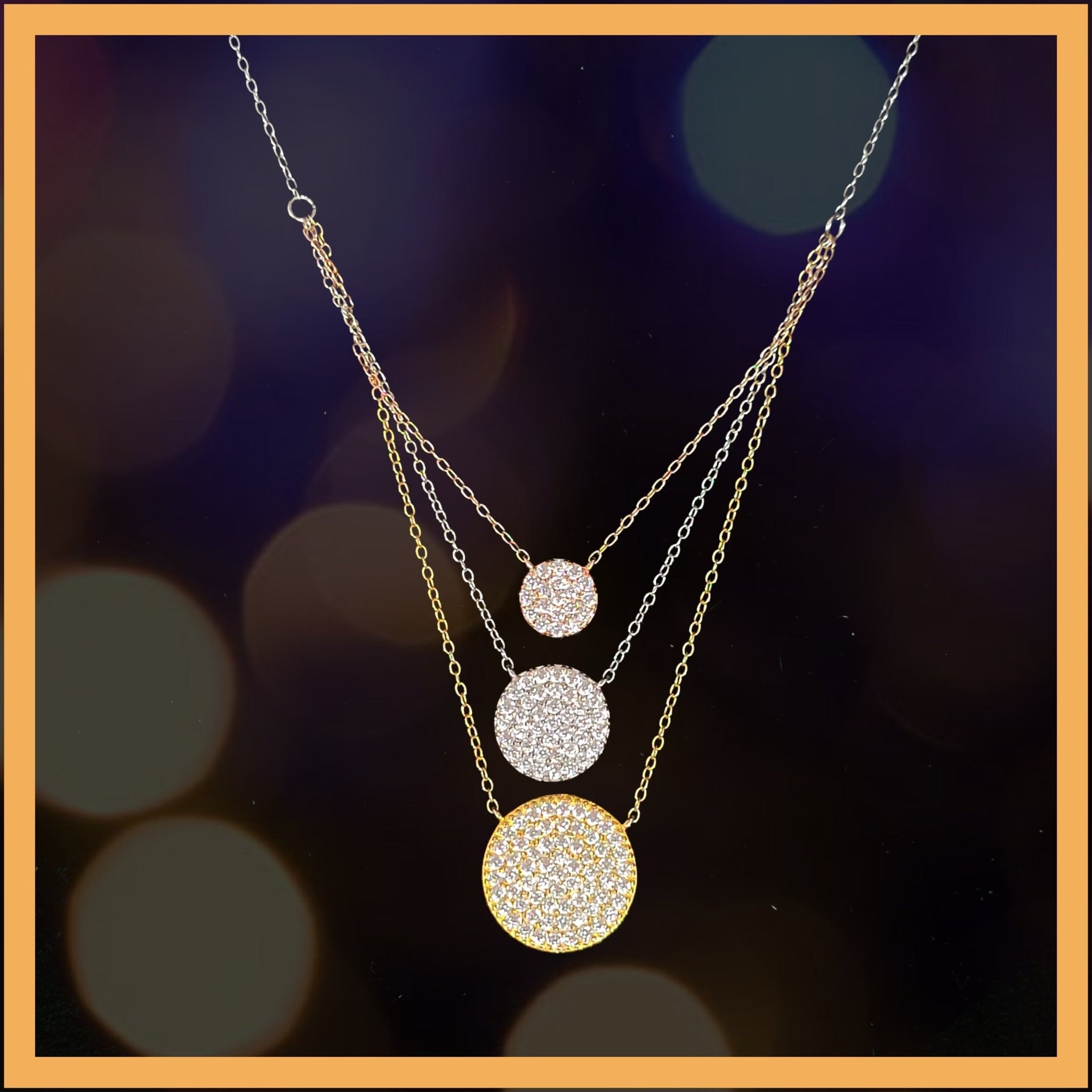 Sterling Pavé 3-Disc Necklace