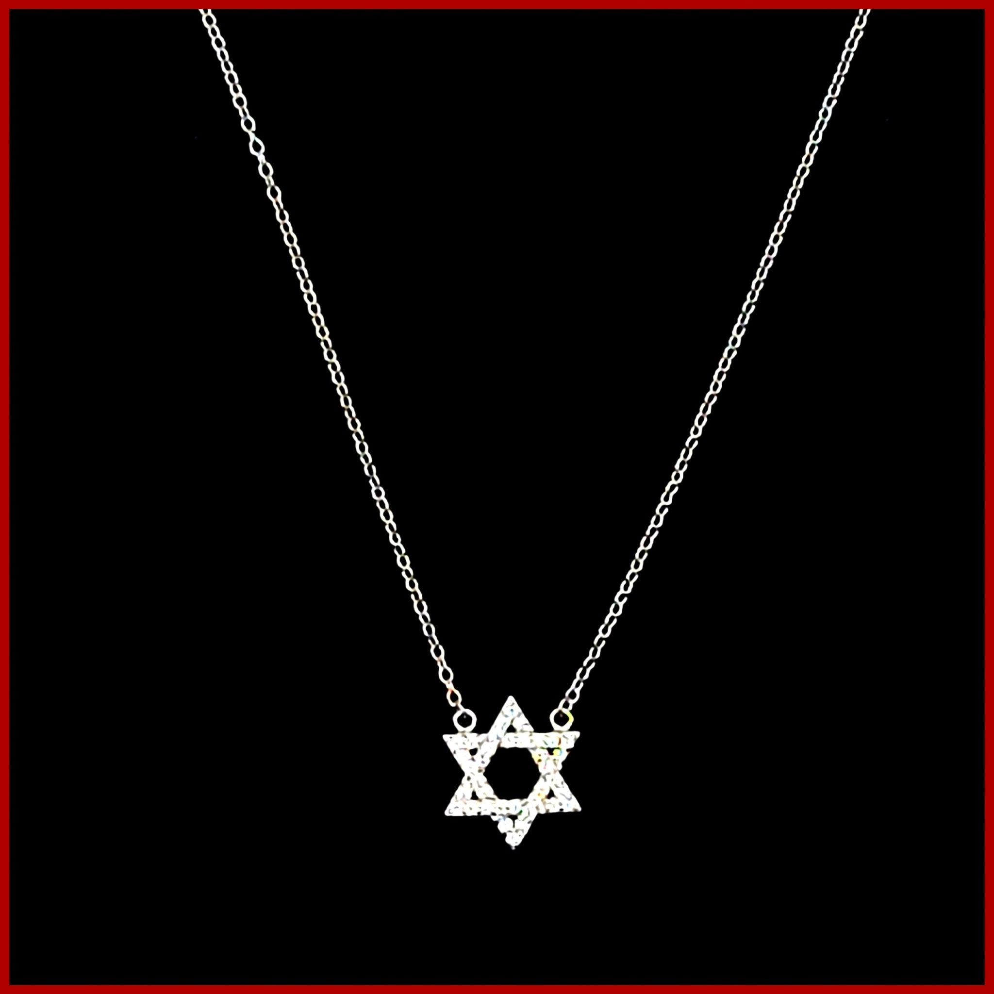 Sterling Pavé Star of David Necklace