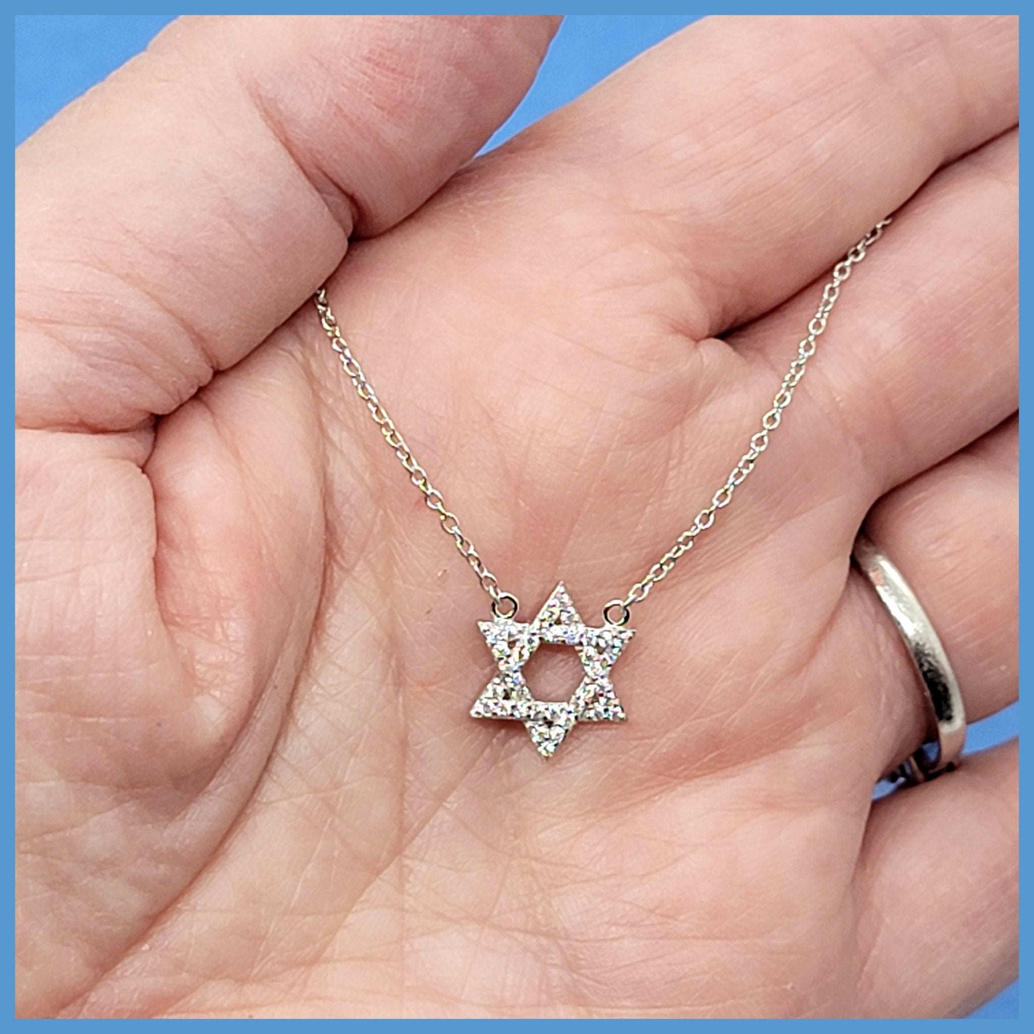 Sterling Pavé Star of David Necklace