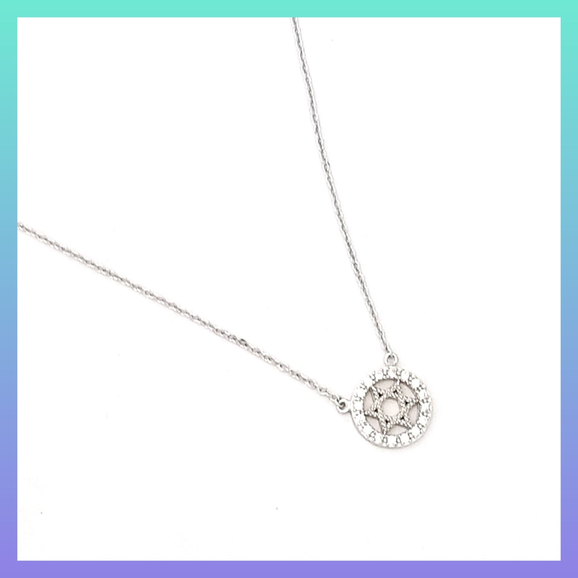 Halo Set Sterling Star of David Necklace