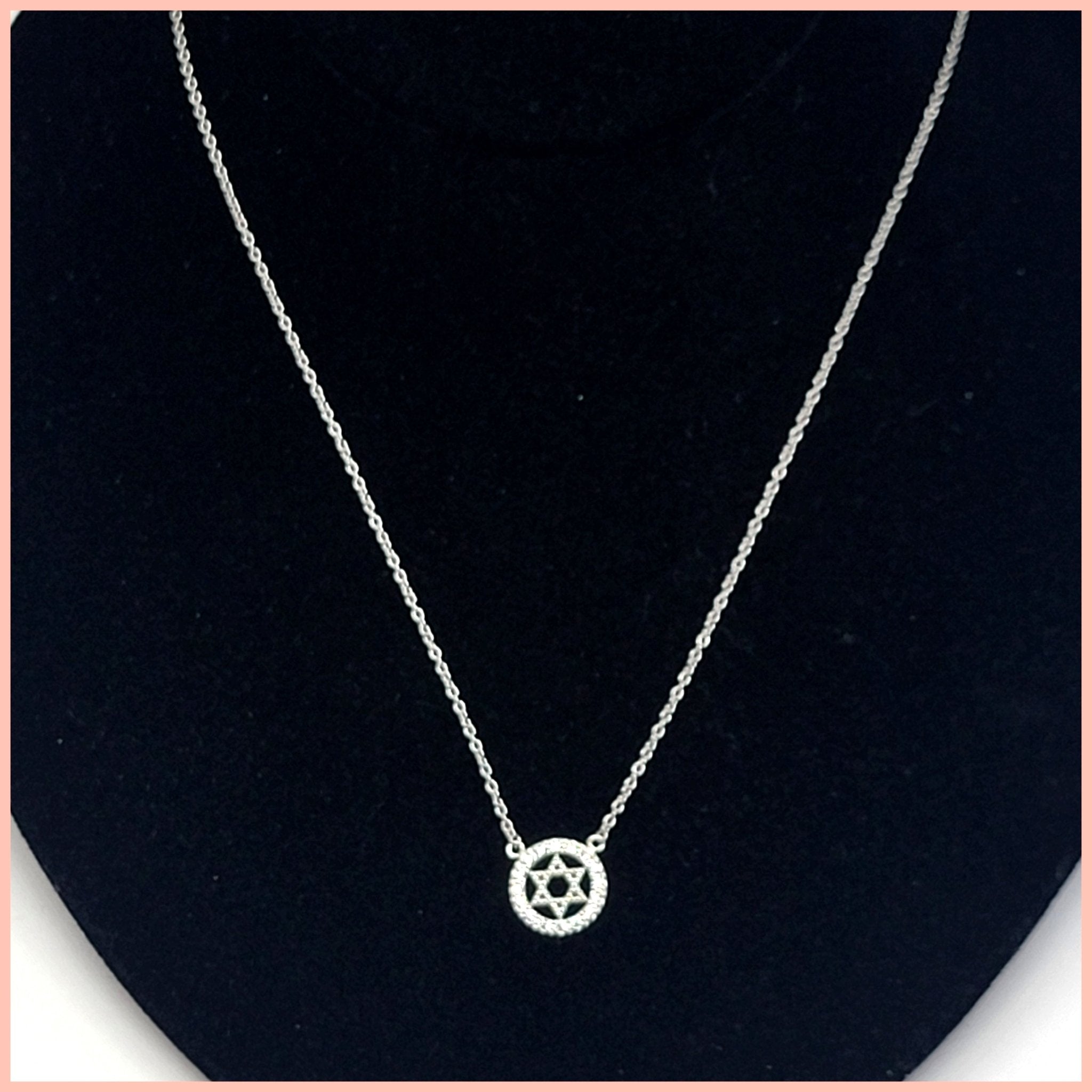 Halo Set Sterling Star of David Necklace