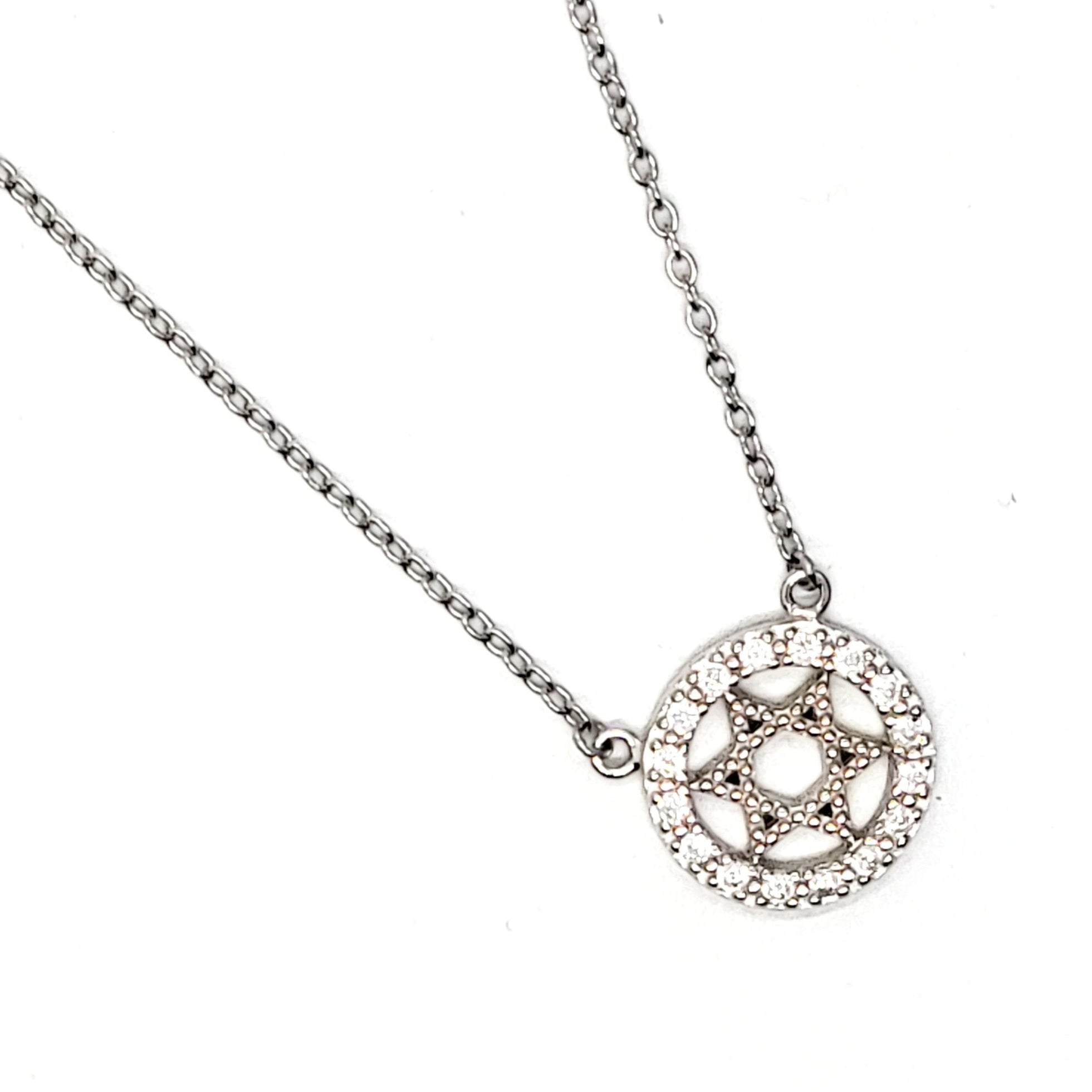 Halo Set Sterling Star of David Necklace