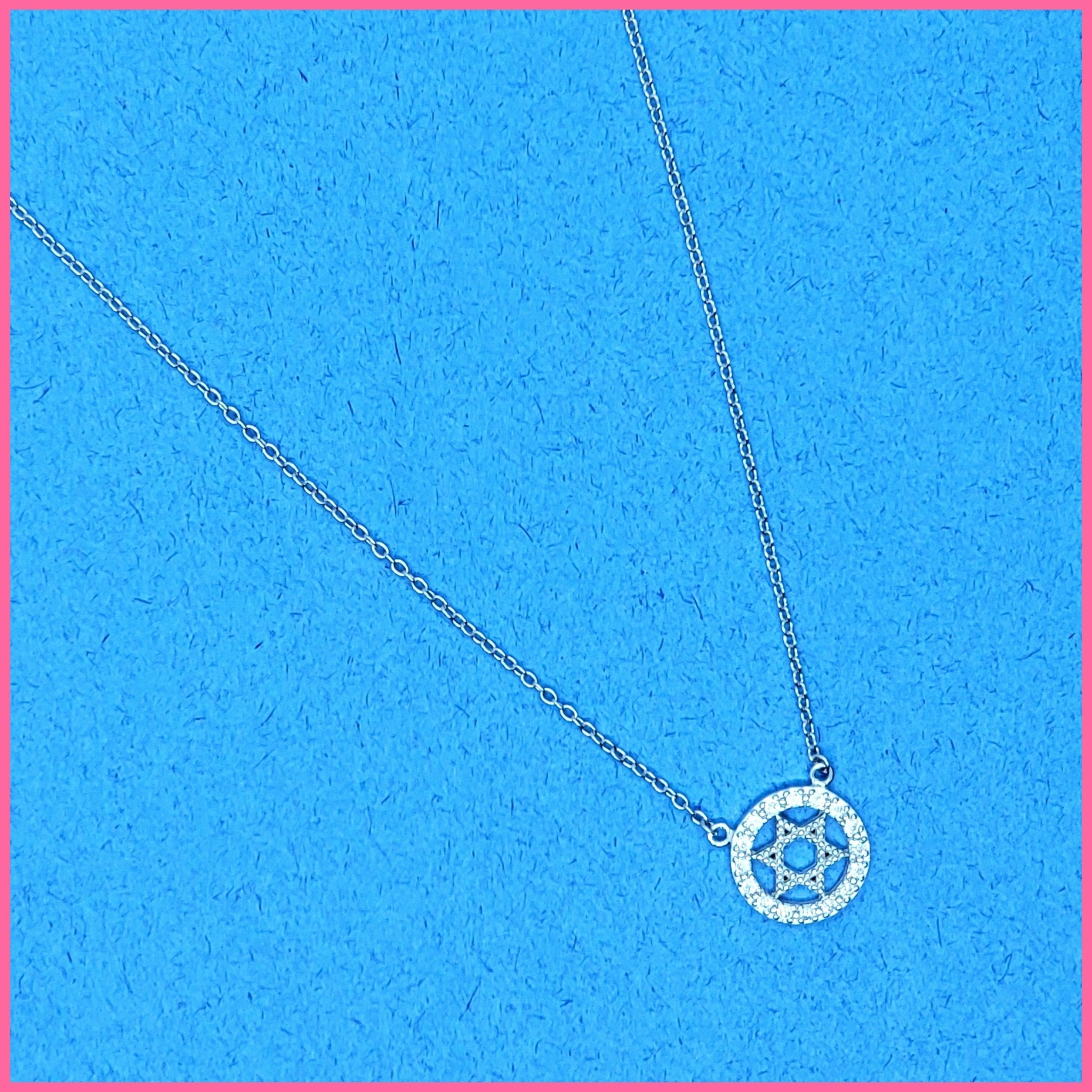 Halo Set Sterling Star of David Necklace