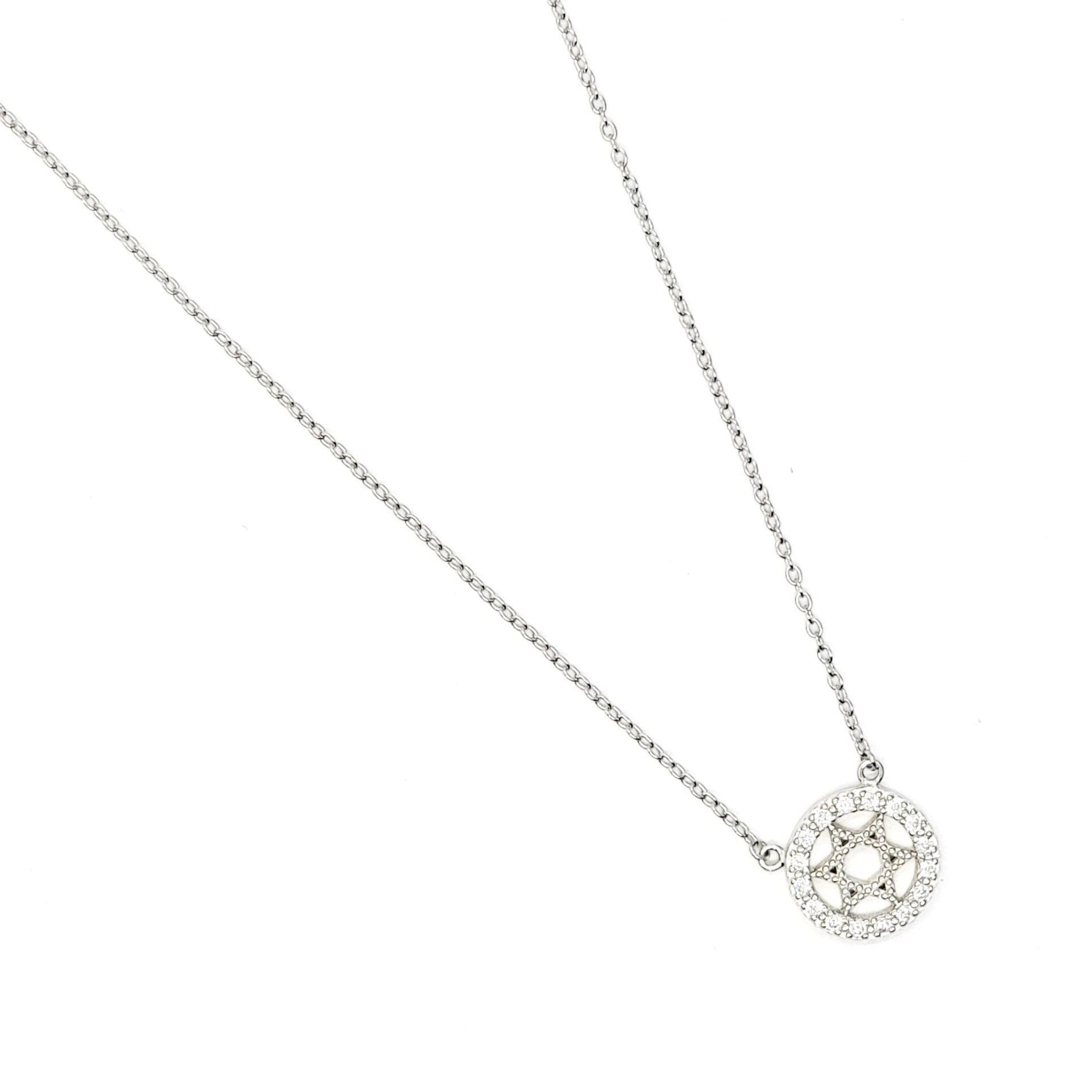 Halo Set Sterling Star of David Necklace