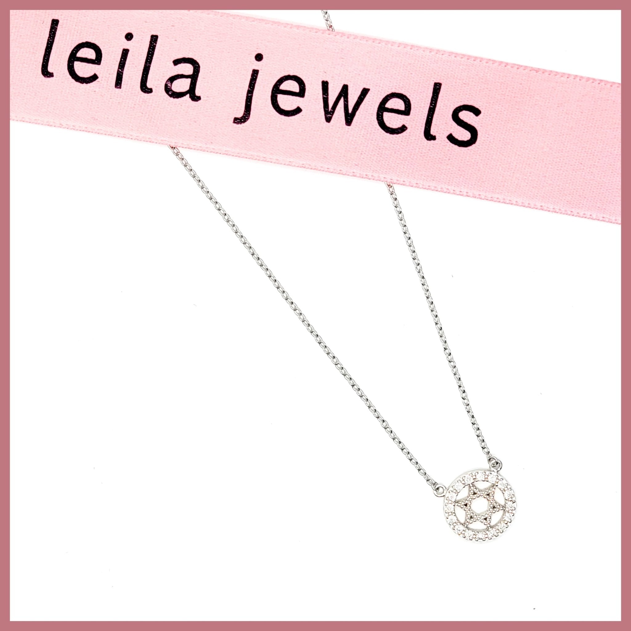 Halo Set Sterling Star of David Necklace