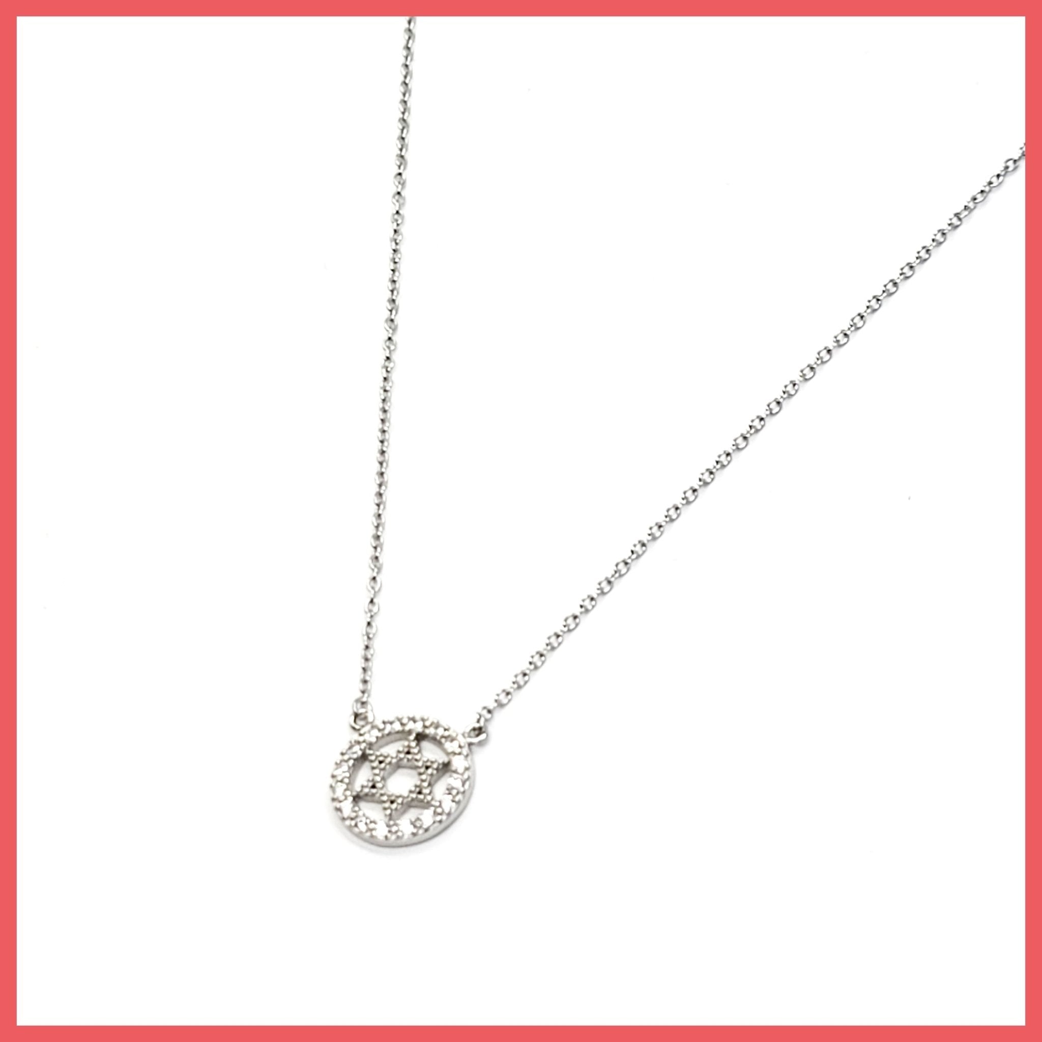 Halo Set Sterling Star of David Necklace