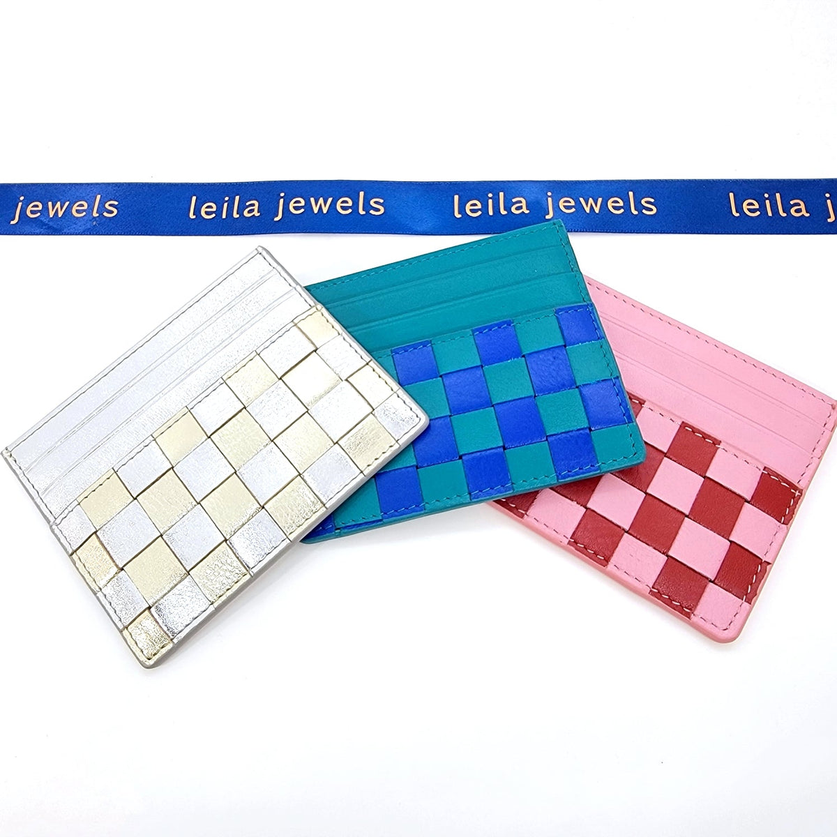 Checkerboard Leather Card Case