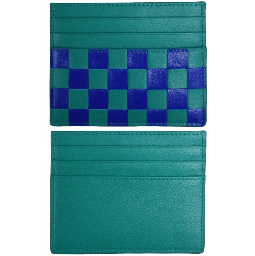 Checkerboard Leather Card Case