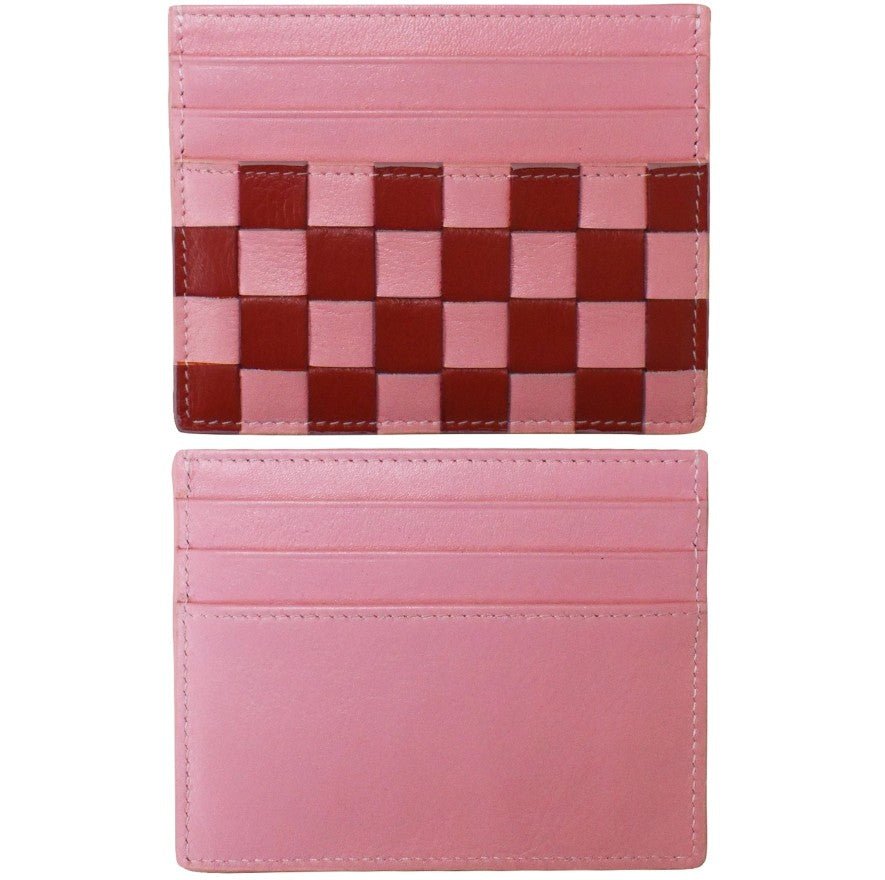 Checkerboard Leather Card Case
