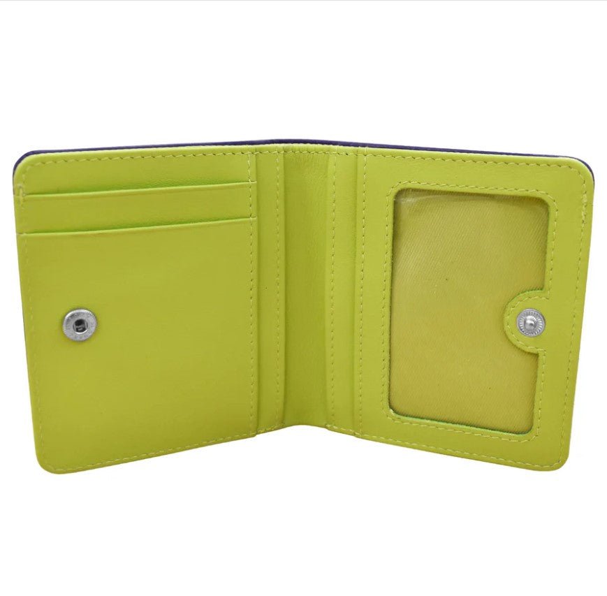 Leather Bi-Fold 2-Tone Mini Wallet