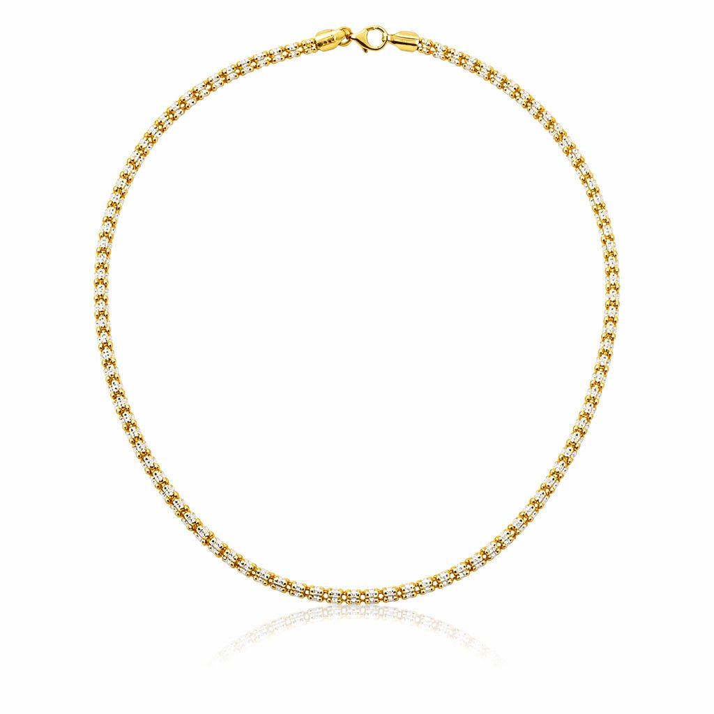 Italian Sterling Silver Two-Tone Barrel Chain Necklace