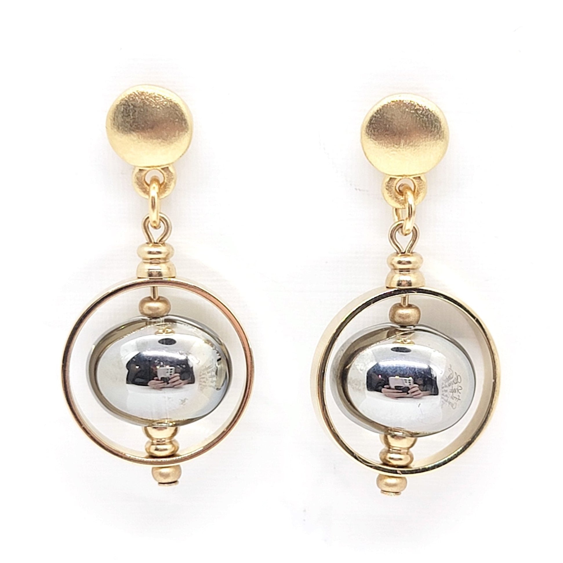 Gold "Immortal" Glass Bead Earrings