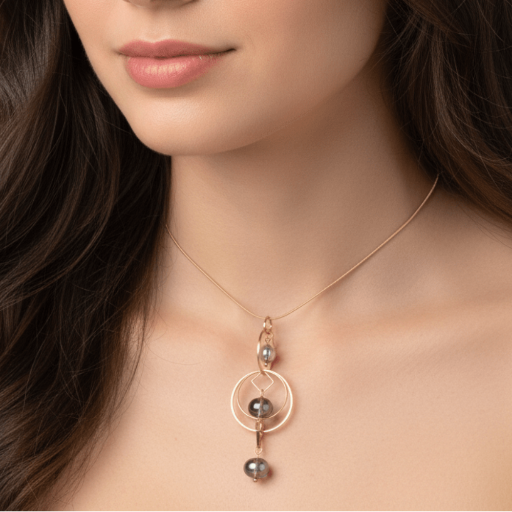 Many Moons Pull Necklace with Glass Beads