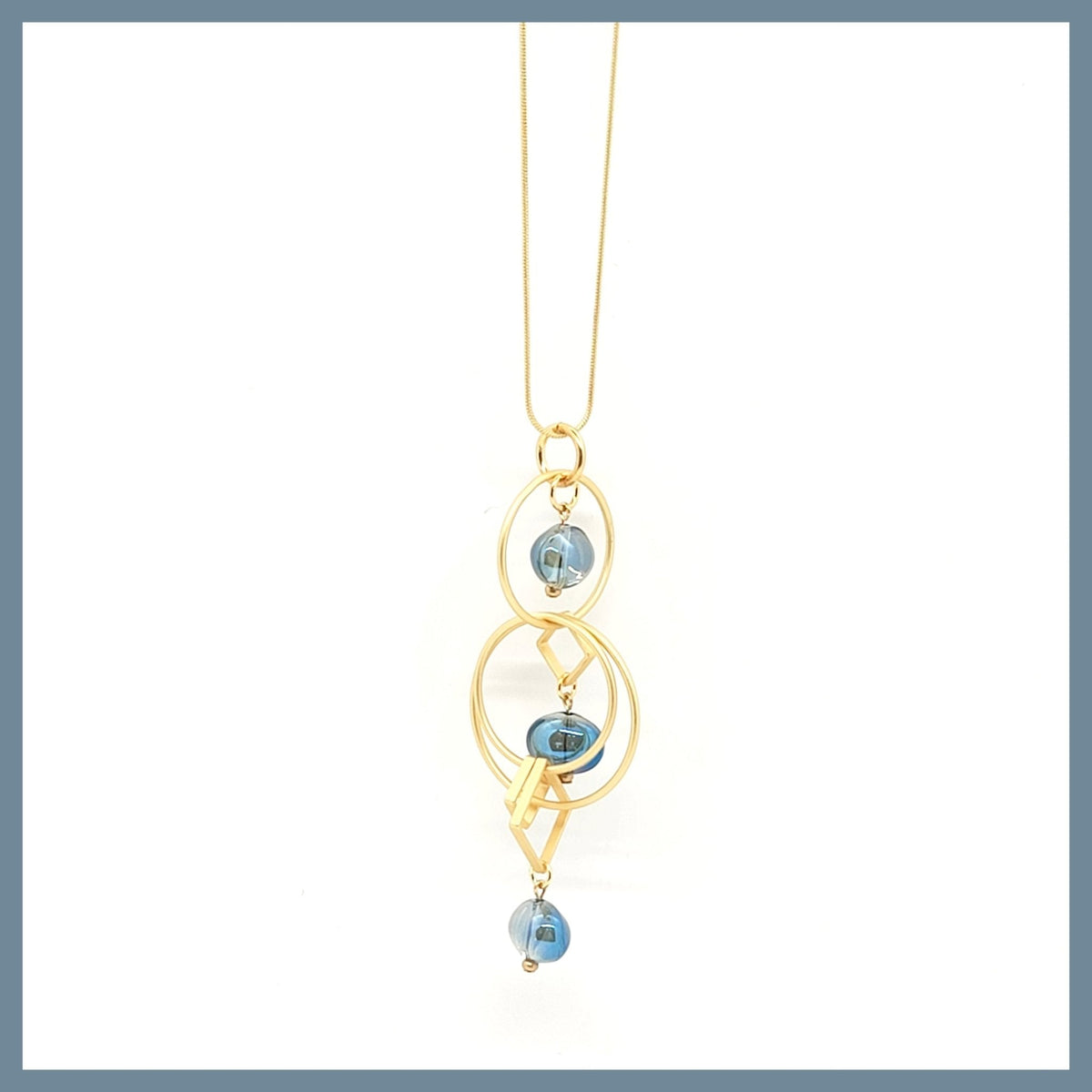 Many Moons Pull Necklace with Glass Beads