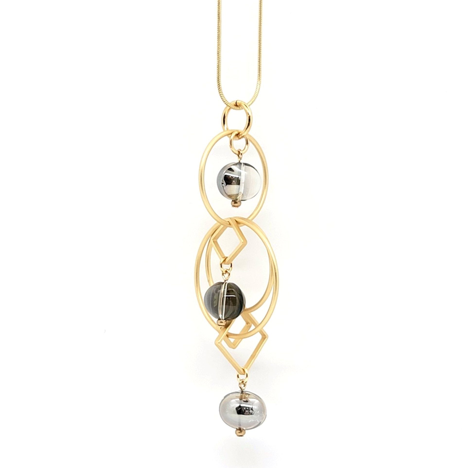 Many Moons Pull Necklace with Glass Beads