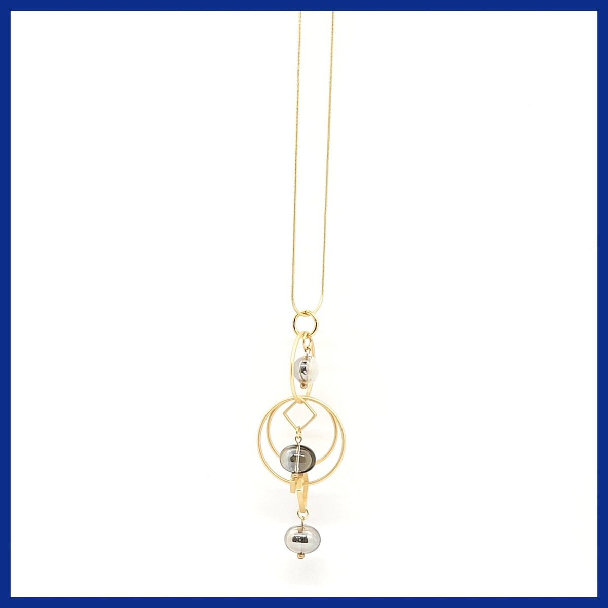 Many Moons Pull Necklace with Glass Beads