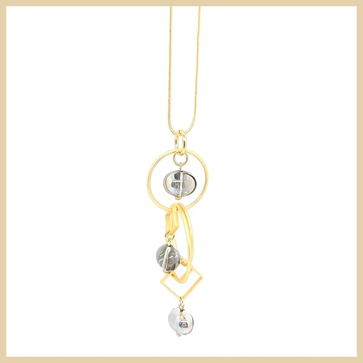 Many Moons Pull Necklace with Glass Beads