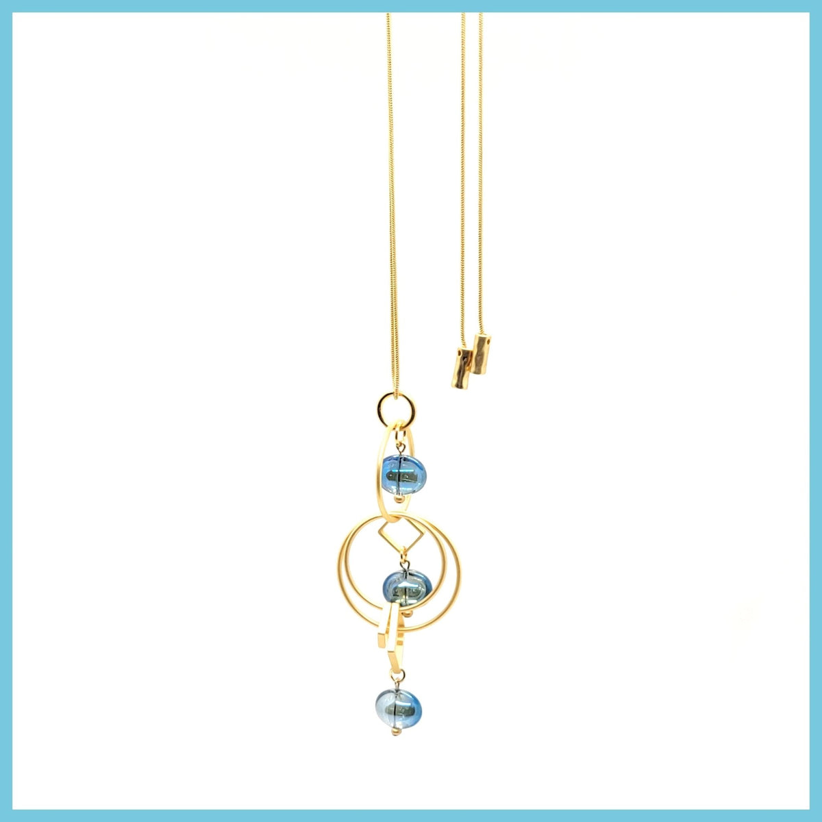 Many Moons Pull Necklace with Glass Beads