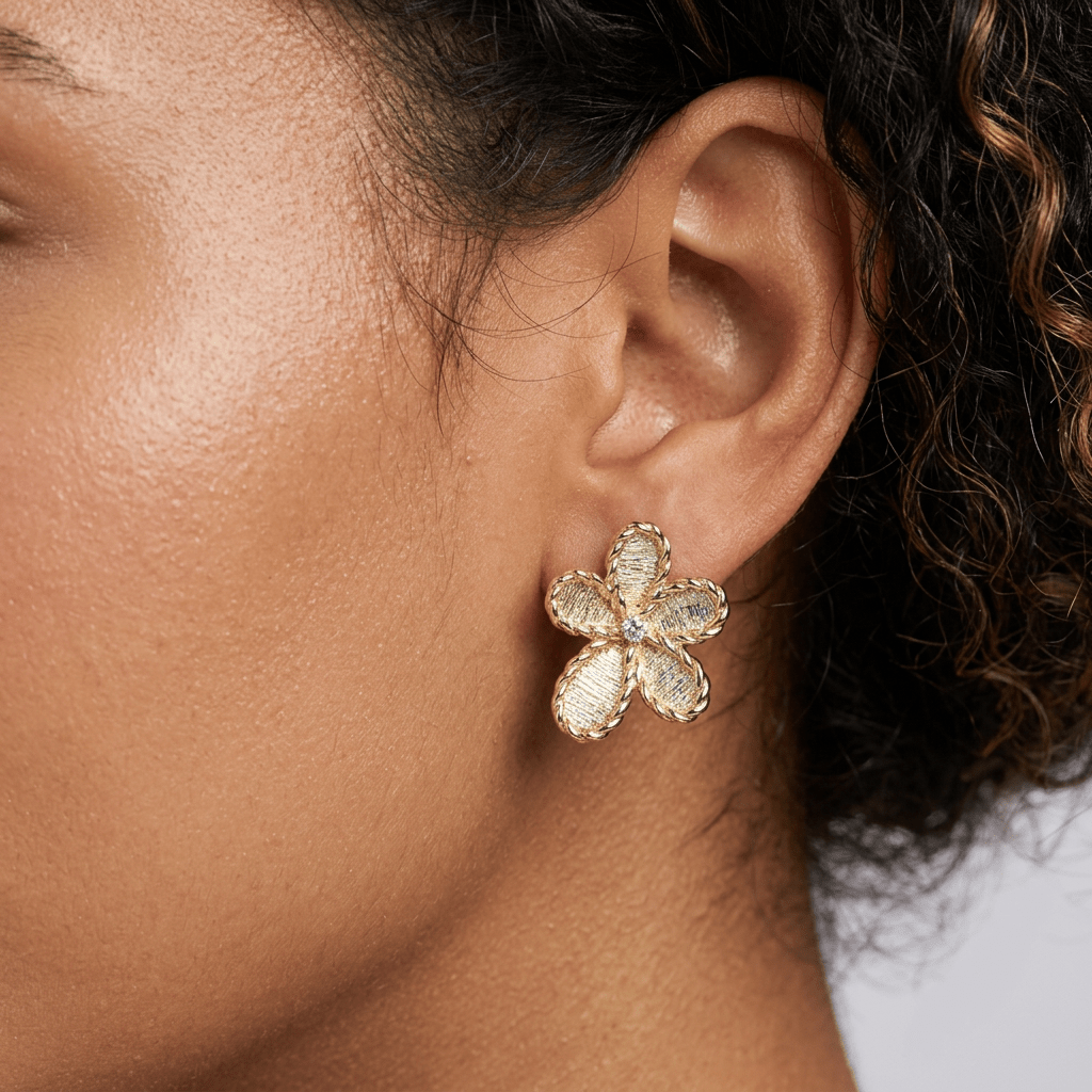 Golden Jasmine Flower Earrings