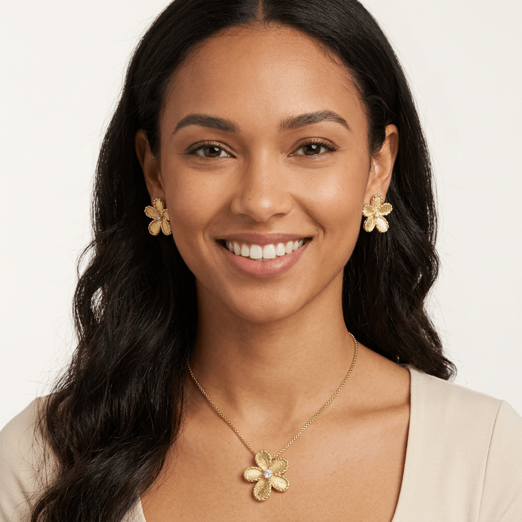 Golden Jasmine Flower Earrings