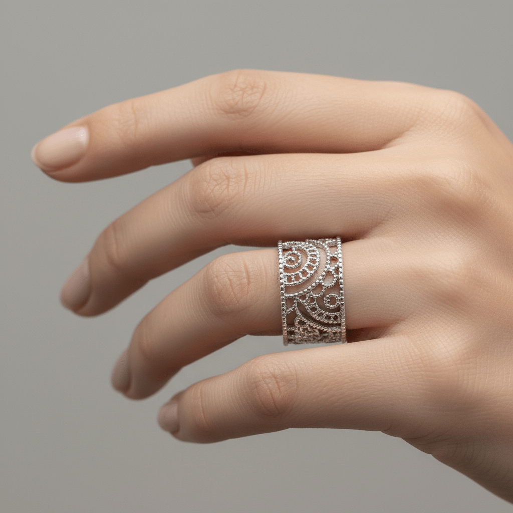Silver Filigree Adjustable Ring