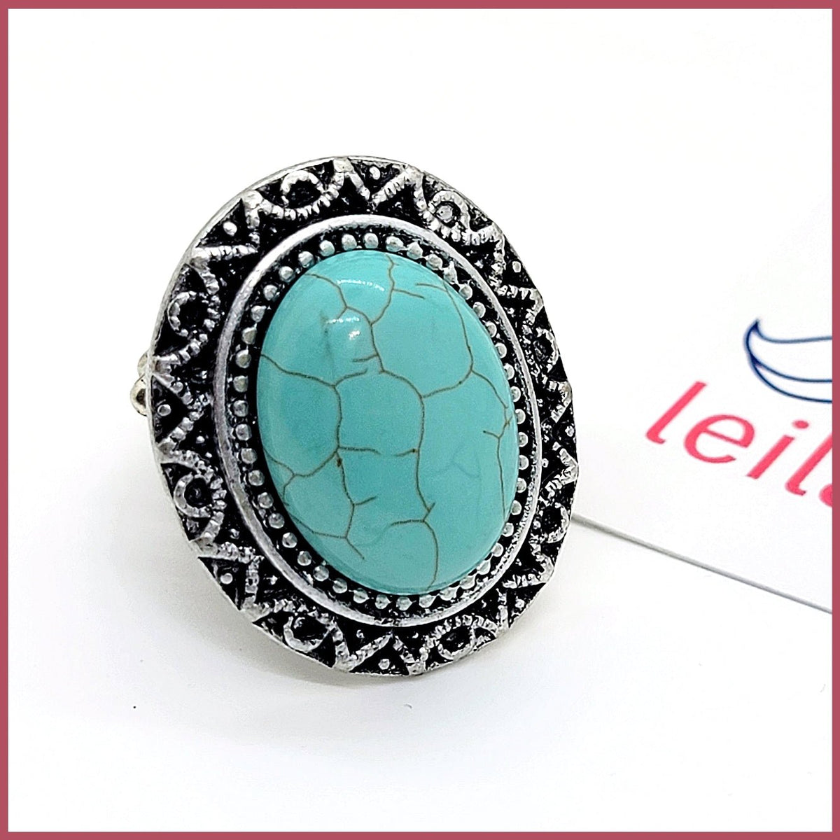 Turquoise Stone Adjustable Dome Ring