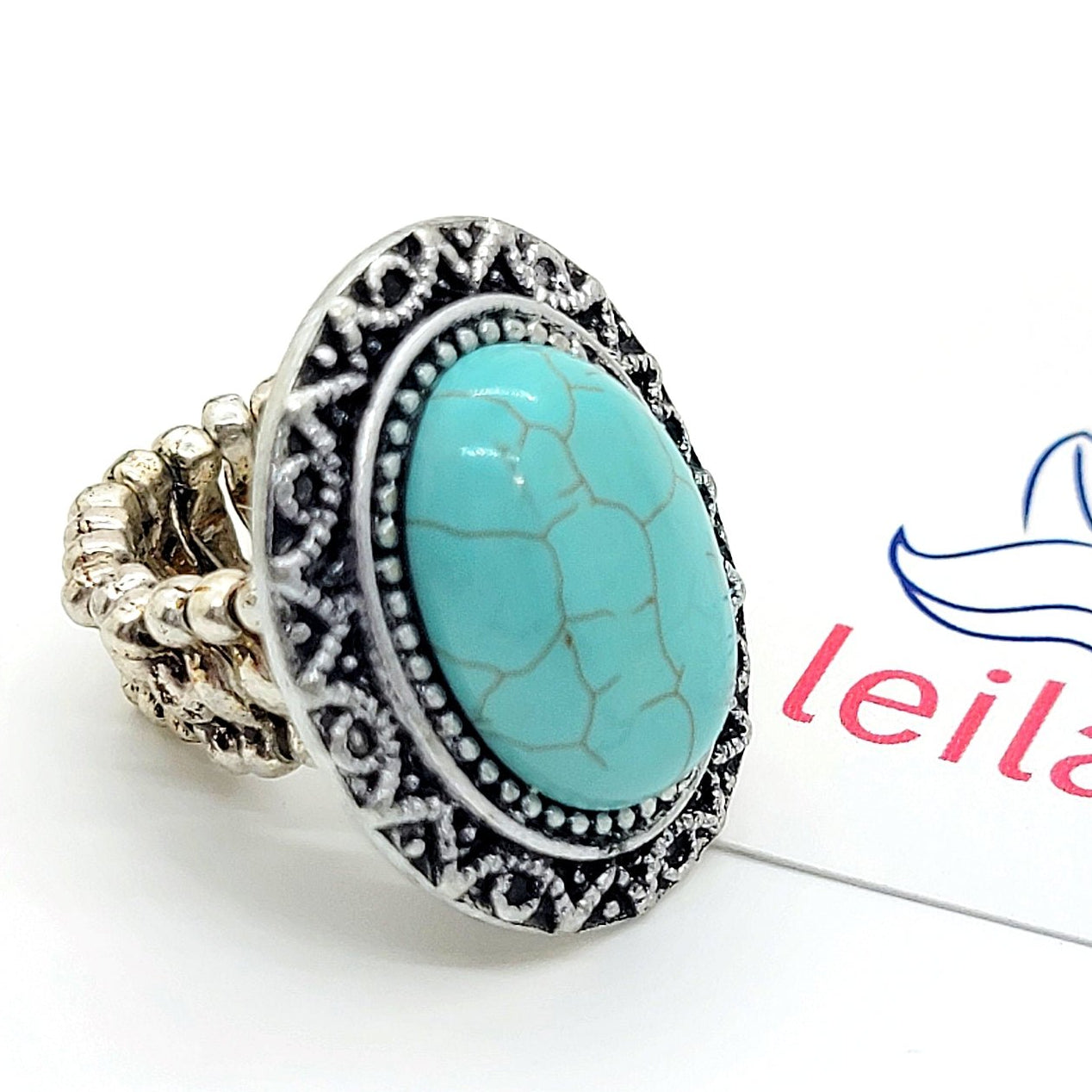 Turquoise Stone Adjustable Dome Ring