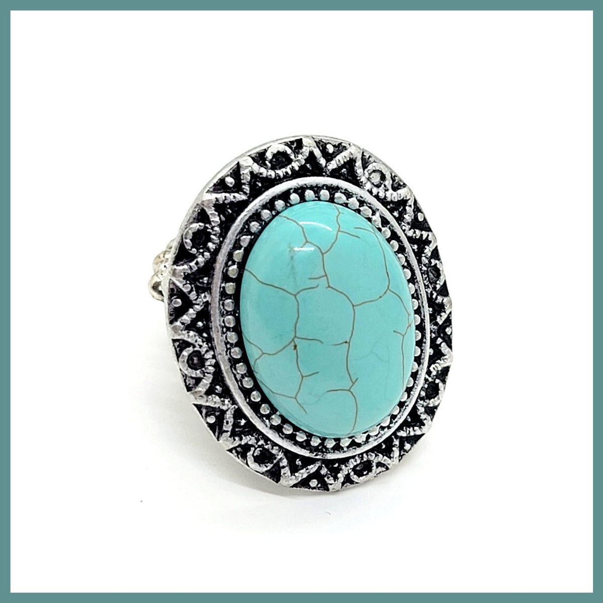 Turquoise Stone Adjustable Dome Ring