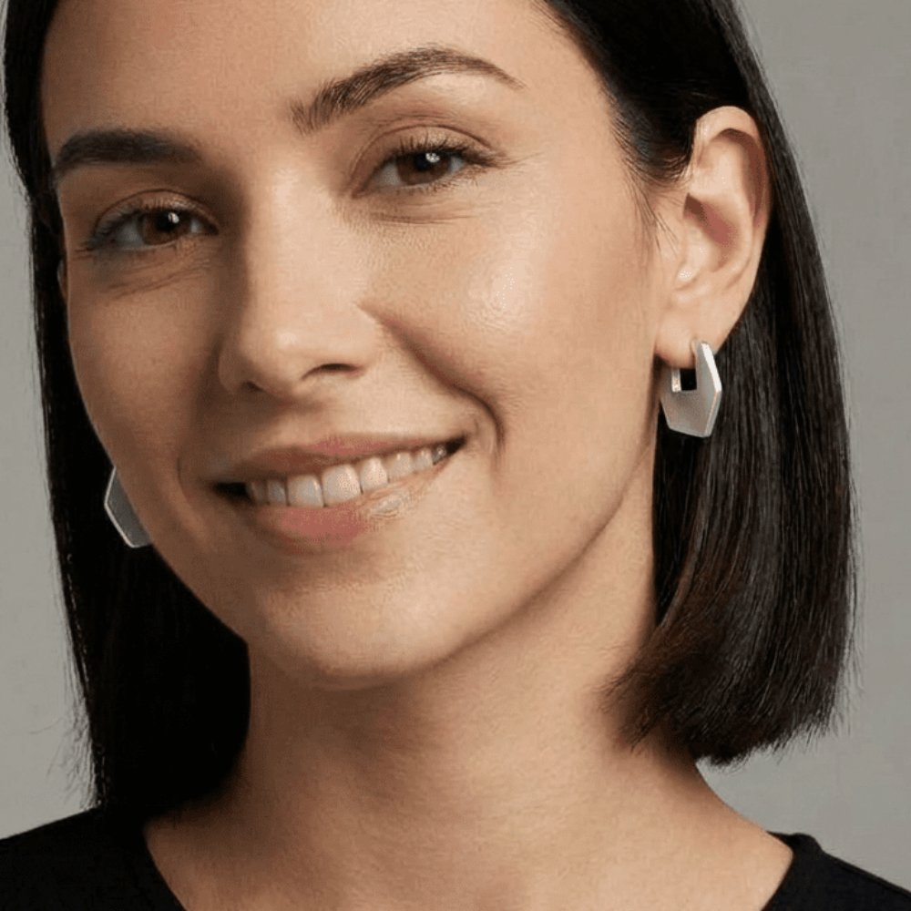 Flat Pentagon Huggie Earrings