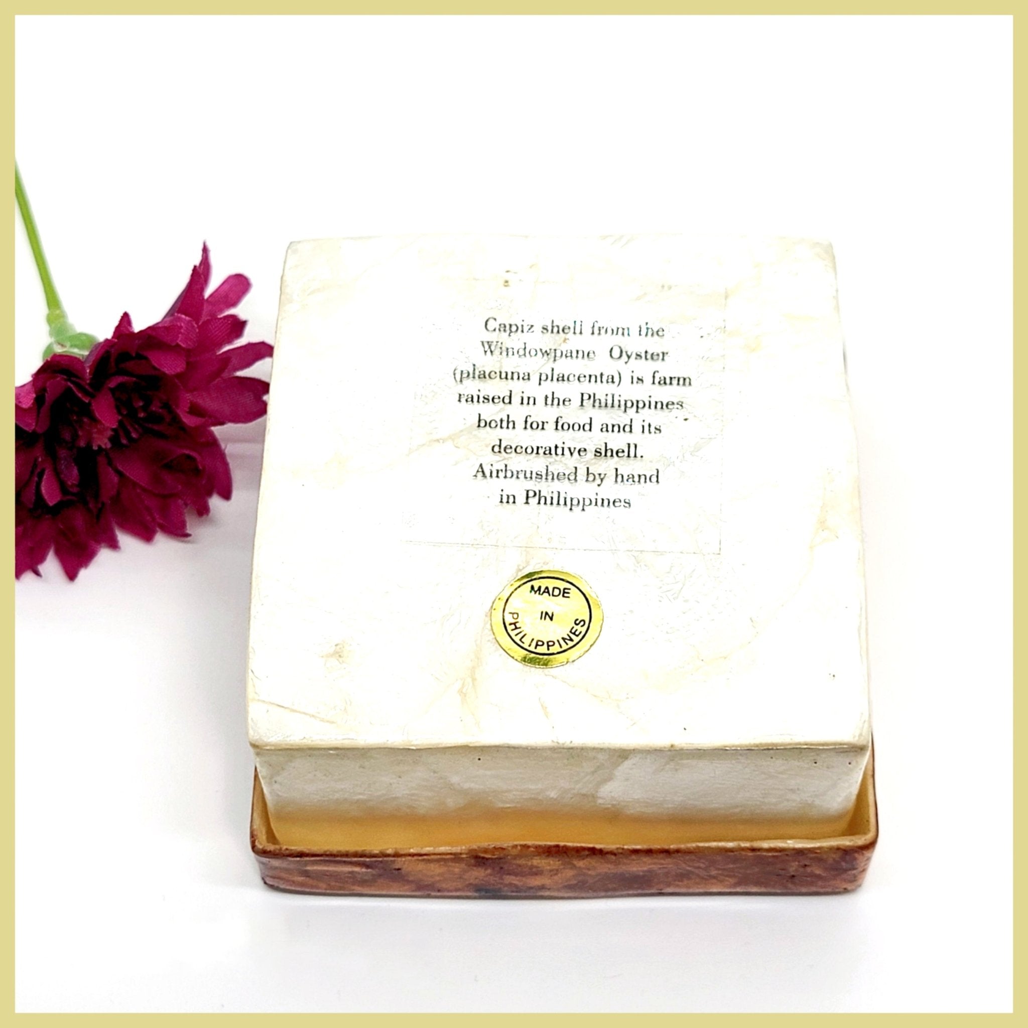 Pretty Pansies Capiz Shell Painted Trinket Box