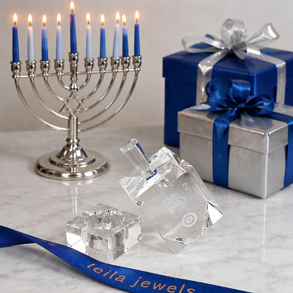 Etched Crystal Mah Jongg Dreidel with Stand
